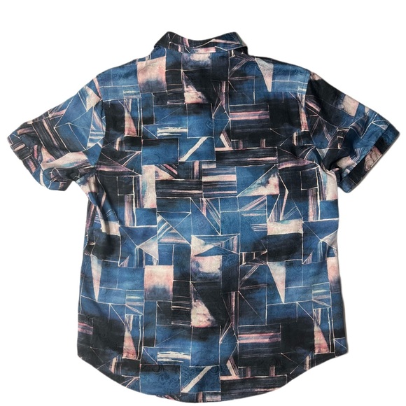 Robert Graham oceanic Abstract Short Sleeve Button Up Silk Shirt XL - Picture 2 of 10